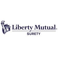 Liberty Mutual Surety logo with a blue wordmark and a statue icon on the left.